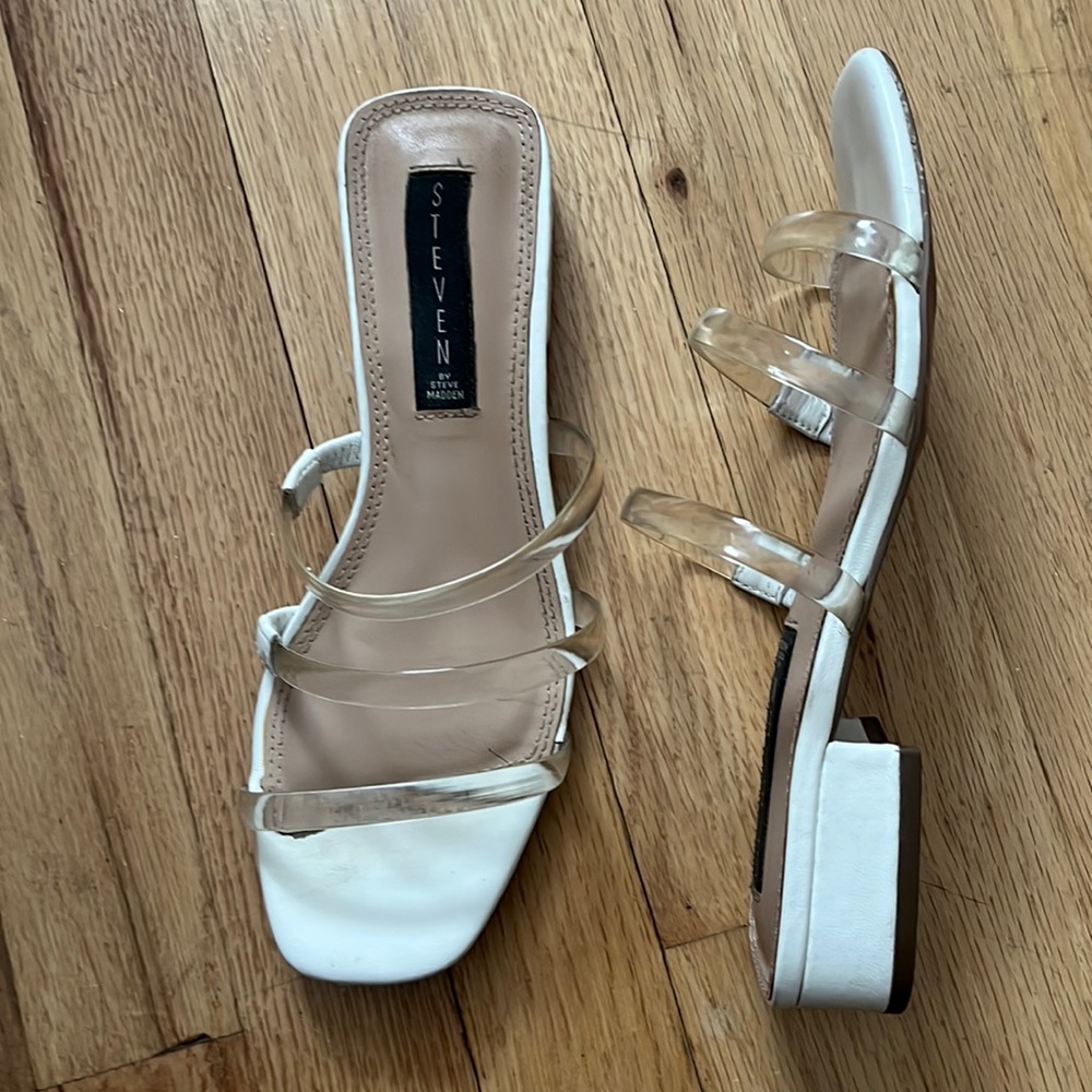 Steve Madden White Clear Flat Sandals
